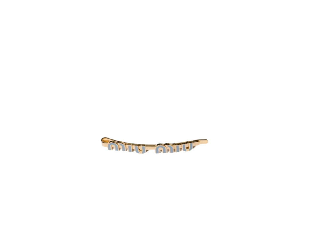 Miu Miu Miu Miu Enameled Metal Hair Clip Light Blue