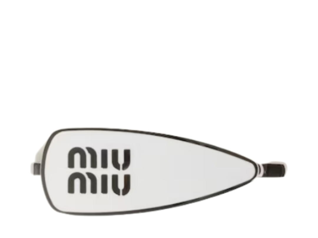 Miu Miu Miu Miu Plated Metal Hair Clip With Visible Logo White