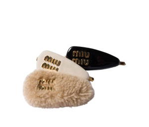 Buy Miu Miu Set Of Leather Suede  And Shearling Hair Clips Sand Beige at Sasom – Authentic and Ready to Ship