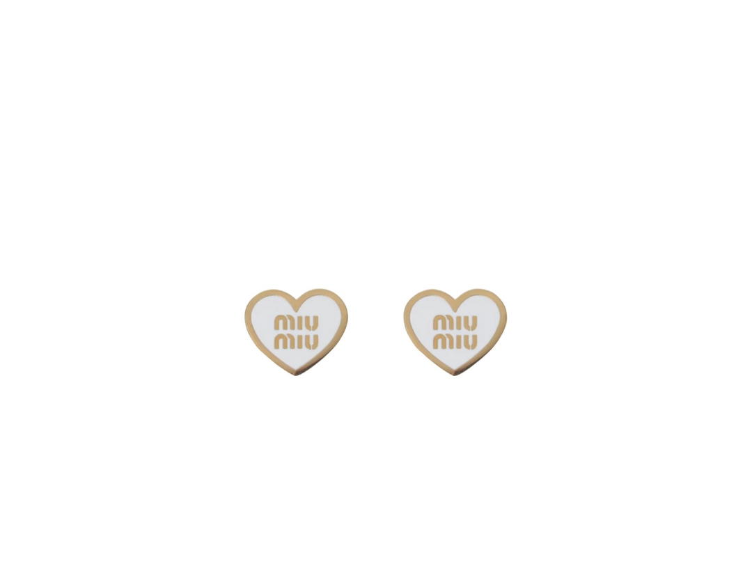Miu Miu Miu Miu Logo Heart Earrings White