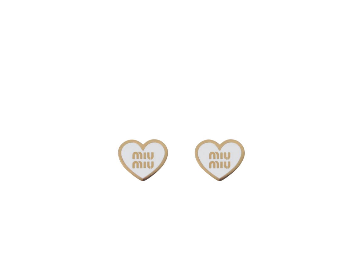 Miu Miu Miu Miu Logo Heart Earrings White
