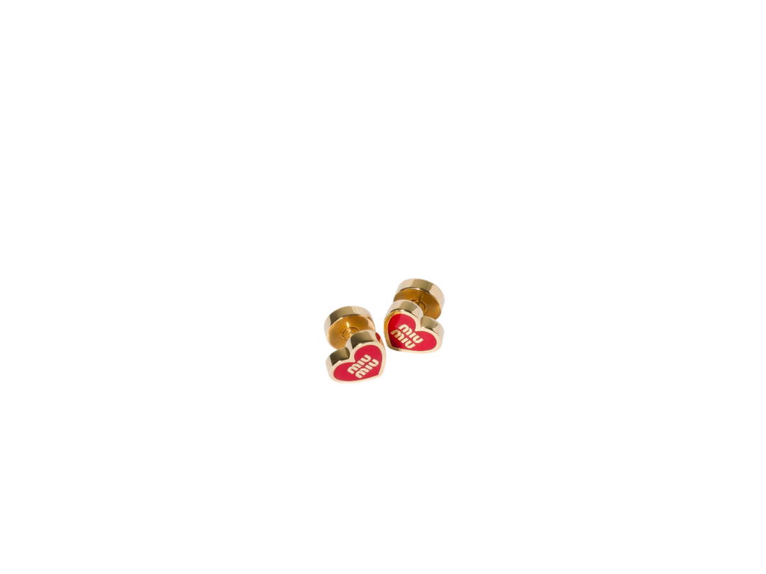 Miu Miu Miu Miu Metal Earrings Gold Red