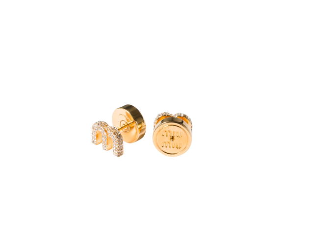 Miu Miu Miu Miu Metal Earrings With Crystals Gold Crystal - view 2