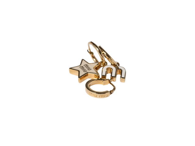 Miu Miu Miu Miu Set of Enameled Metal Earrings Ivory - view 2