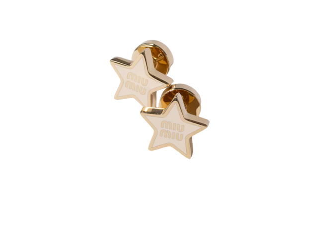 Miu Miu Miu Miu Enameled Metal Earrings Ivory - view 1