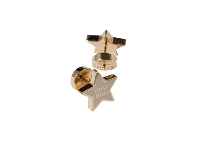 Miu Miu Miu Miu Enameled Metal Earrings Ivory - view 2