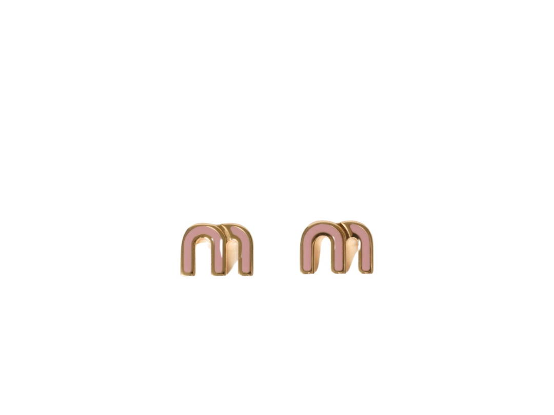 Miu Miu Miu Miu Enameled Metal Earrings Orchid Pink