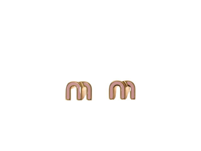 Miu Miu Miu Miu Enameled Metal Earrings Orchid Pink - view 1