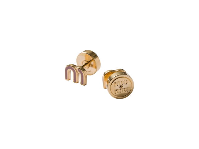 Miu Miu Miu Miu Enameled Metal Earrings Orchid Pink - view 2