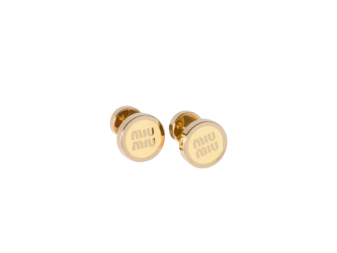 Miu Miu Miu Miu Enameled Metal Earrings Vanilla