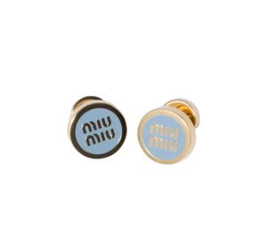 Buy Miu Miu Enameled Metal Earrings Light Blue at Sasom – Authentic and Ready to Ship