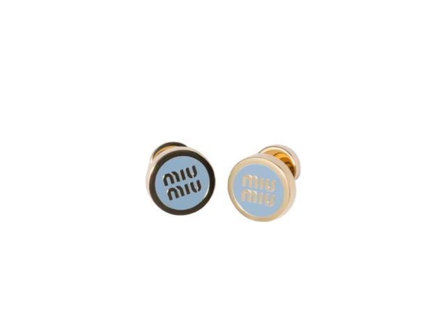 Miu Miu Miu Miu Enameled Metal Earrings Light Blue - view 1