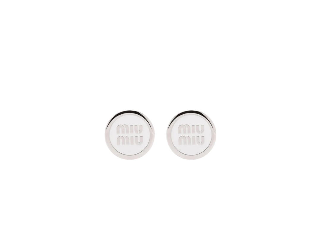 Miu Miu Miu Miu Enameled Metal Earrings Silver