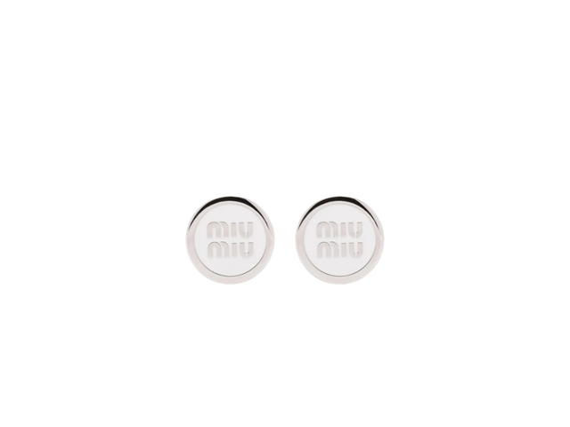 Miu Miu Miu Miu Enameled Metal Earrings Silver - view 1