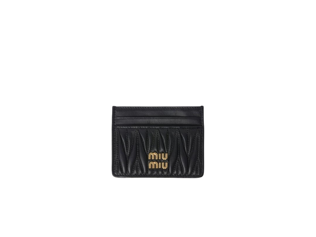 Miu Miu Miu Miu Matelassé Nappa Leather Card Holder Black