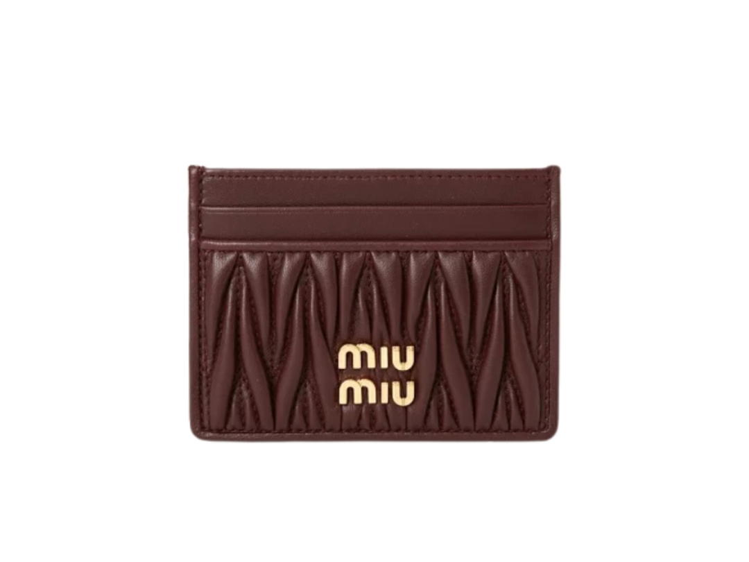 Miu Miu Miu Miu Matelasse Card Holder Brown