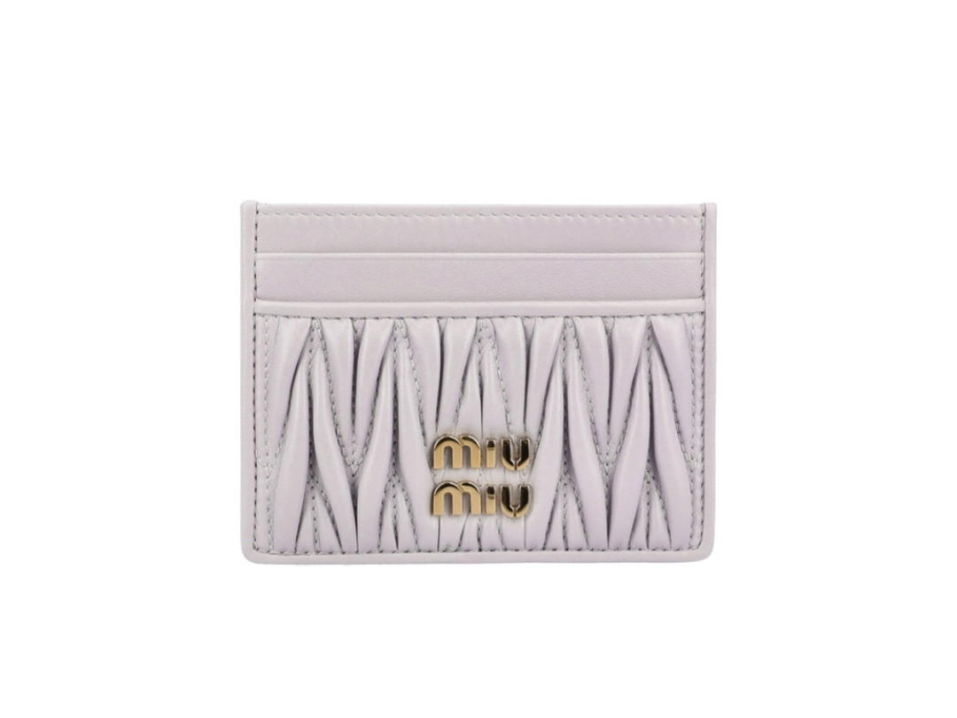 Miu Miu Miu Miu Quilted Nappa Leather Card Holder Purple