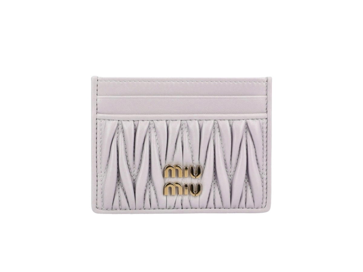 Miu Miu Miu Miu Quilted Nappa Leather Card Holder Purple