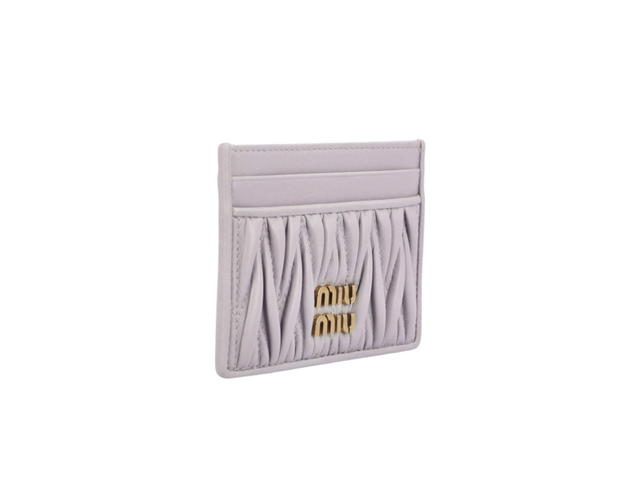 Miu Miu Miu Miu Quilted Nappa Leather Card Holder Purple - view 3