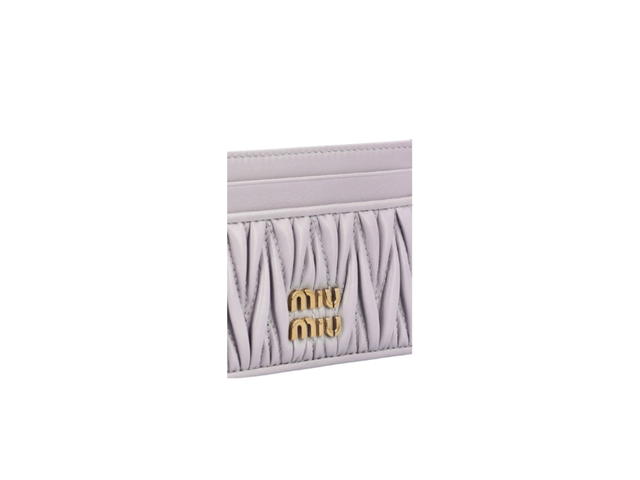 Miu Miu Miu Miu Quilted Nappa Leather Card Holder Purple - view 4
