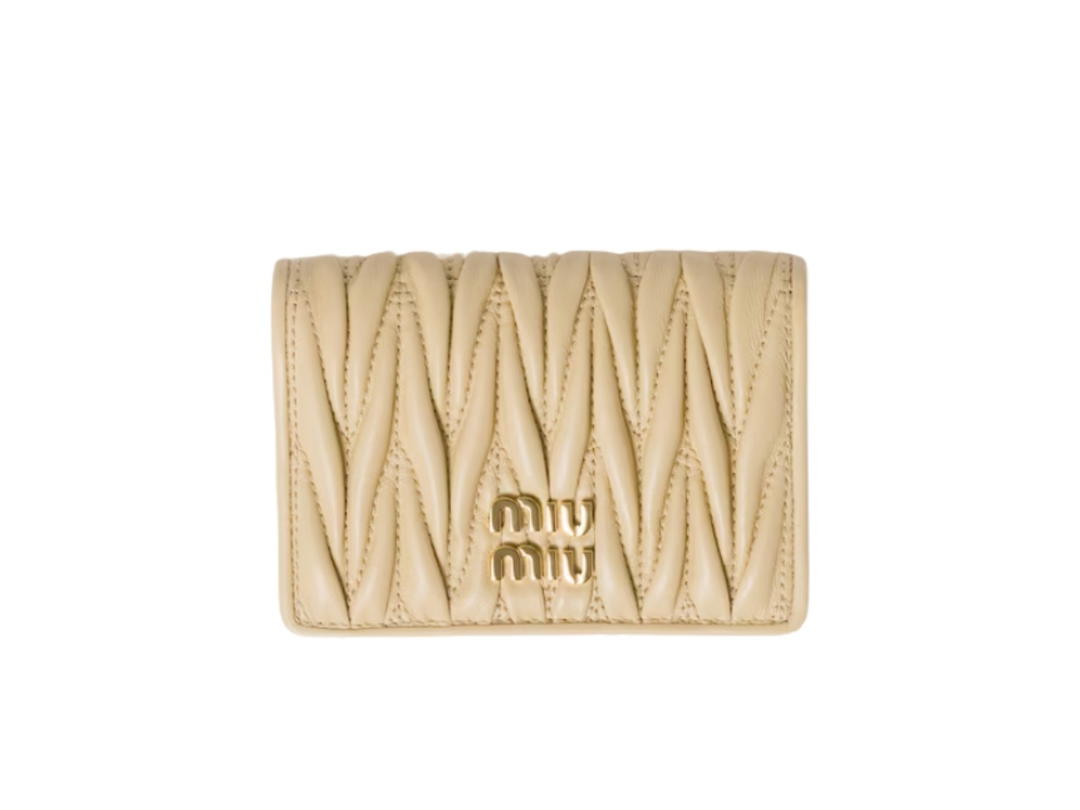 Miu Miu Miu Miu Matelasse Nappa Leather Card Holder Green Soybean