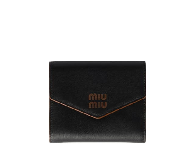 Miu Miu Miu Miu Small Leather Wallet Black Cognac - view 1