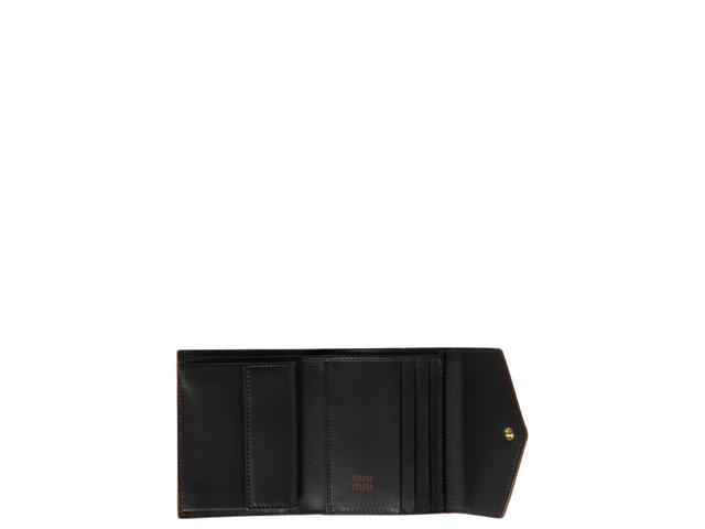 Miu Miu Miu Miu Small Leather Wallet Black Cognac - view 2