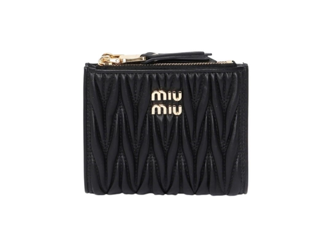 Miu Miu Miu Miu Matelassé Nappa Wallet Black