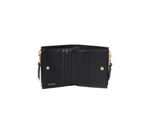 Miu Miu Miu Miu Matelassé Nappa Wallet Black - view 3