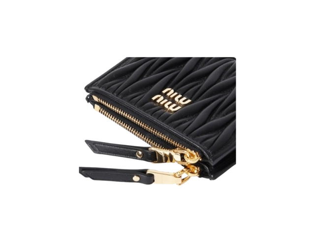 Miu Miu Miu Miu Matelassé Nappa Wallet Black - view 4
