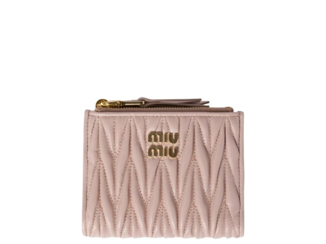 Miu Miu Miu Miu Matelassé Nappa Leather Small Wallet Powder Pink - view 1