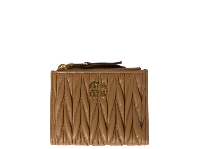 Miu Miu Miu Miu Matelassé Nappa Leather Small Wallet Caramel - view 1