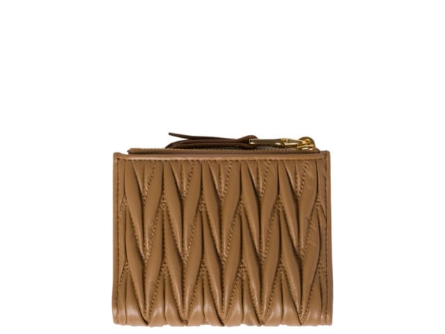 Miu Miu Miu Miu Matelassé Nappa Leather Small Wallet Caramel - view 2