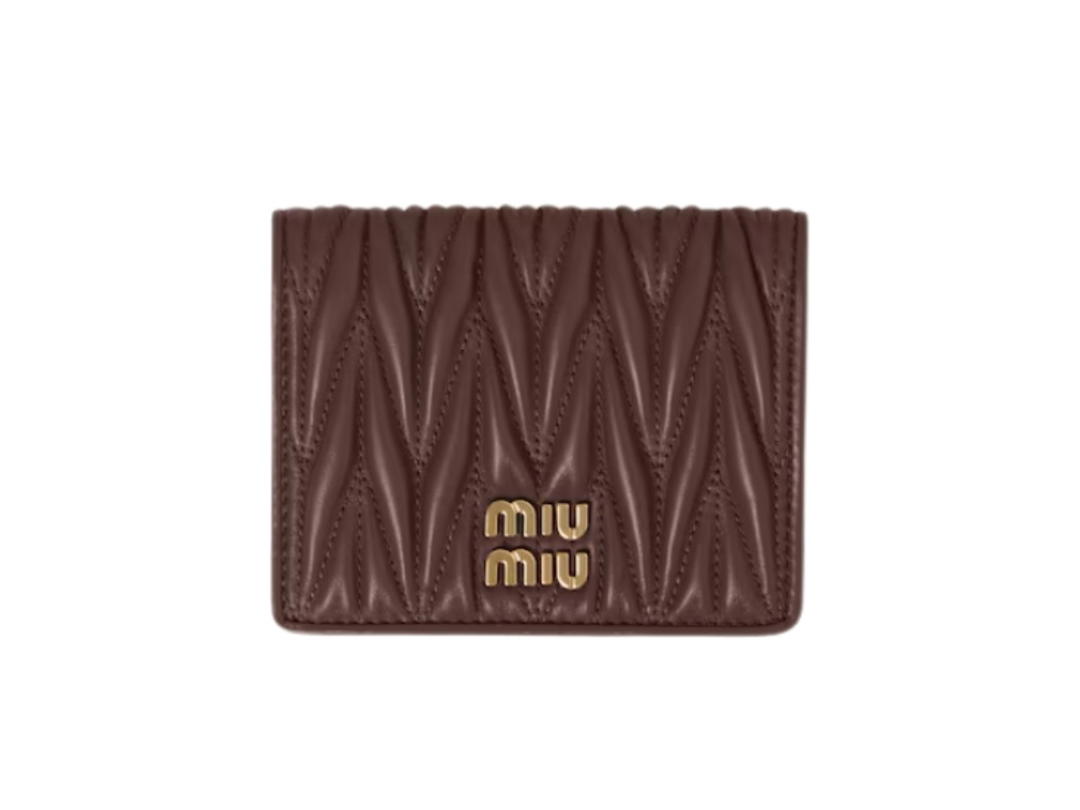 Miu Miu Miu Miu Matelasse Small Nappa Leather Wallet Sugar