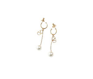 Buy Valentino VLogo Hoop Earrings Pearl Gold at Sasom – Authentic and Ready to Ship
