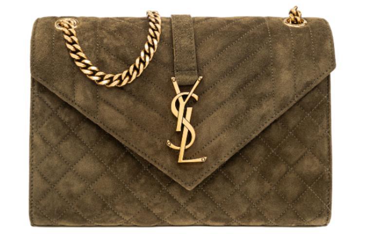 Saint Laurent Saint Laurent ENVELOPE Calfskin Portable Crossbody Bag Shoulder Bag Women's Dark Green