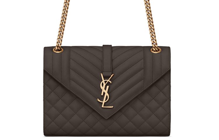 Saint Laurent Saint Laurent ENVELOPE Grained Embossed Leather Envelope Bag Shoulder Bag Crossbody Bag Women's Gravel Color