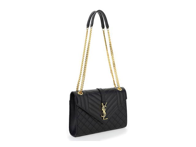 Saint Laurent Saint Laurent Envelope Quilted Leather Shoulder Bagblack Calf 100 - view 3