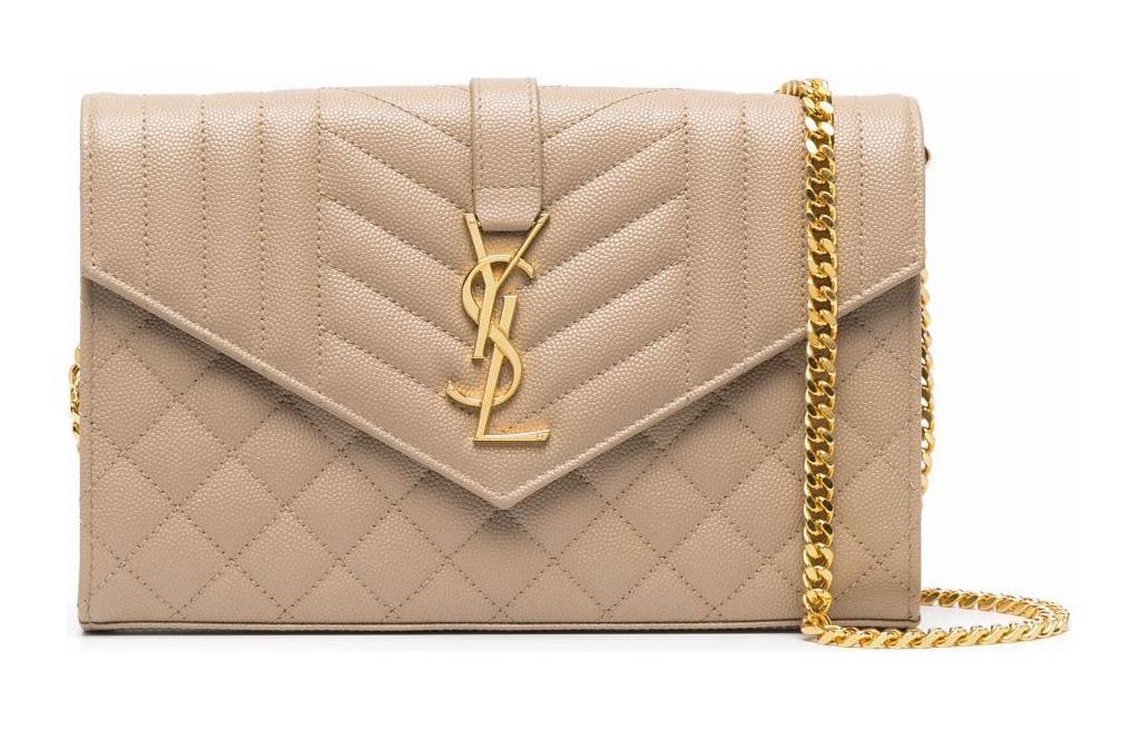 Saint Laurent Saint Laurent ENVELOPE Leather Shoulder Bag Crossbody Bag Women's Beige