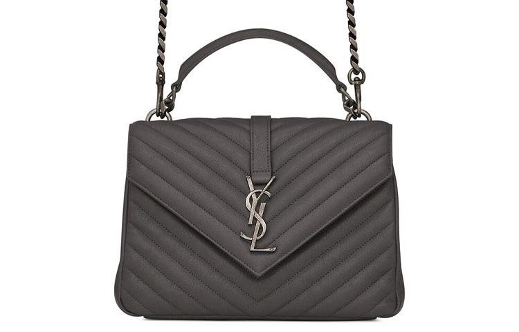 Saint Laurent Saint Laurent College Sheepskin Shoulder Bag Women's Asphalt Black