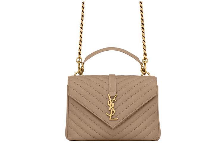 Saint Laurent Saint Laurent College Sheepskin Portable Crossbody Bag Shoulder Bag Medium Size Women's Gray Brown