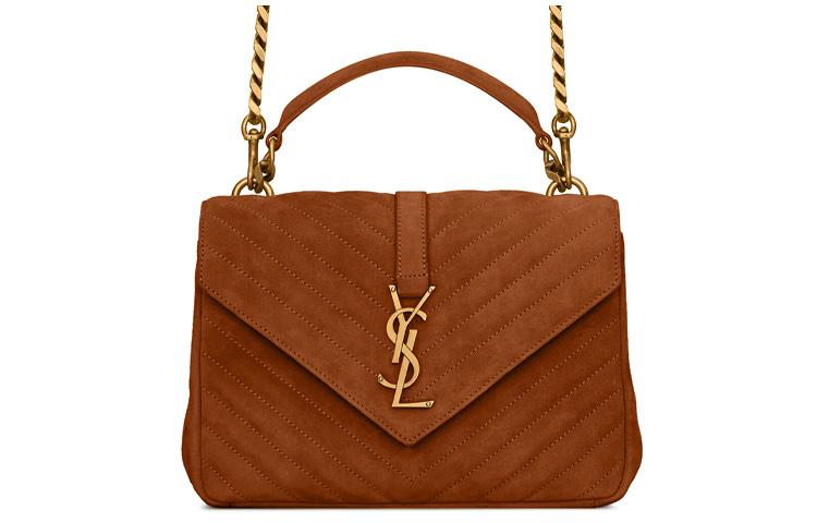 Saint Laurent Saint Laurent College Lambskin Handbag Shoulder Bag Crossbody Bag Medium Size Women's Brown