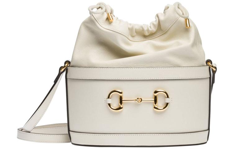 Gucci Gucci Horsebit 1955 Leather Bucket Bags Shoulder Bag Crossbody Bag Women's White