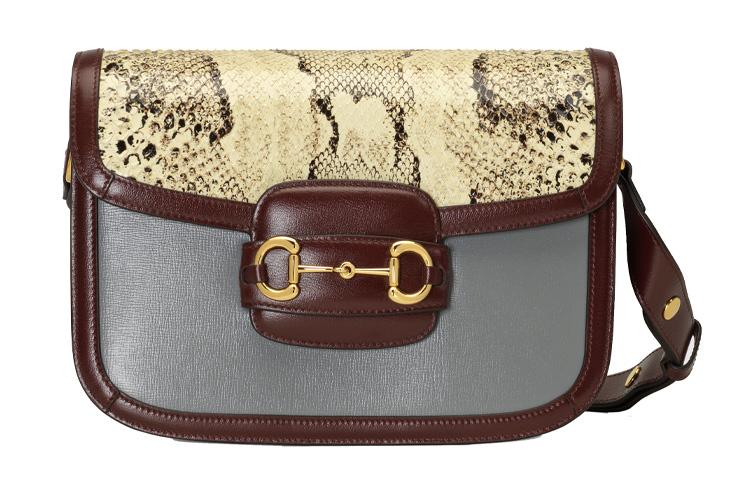 Gucci Gucci Leather One Shoulder Handbag Crossbody Bag Small Size Women's Beige Gray/Burgundy