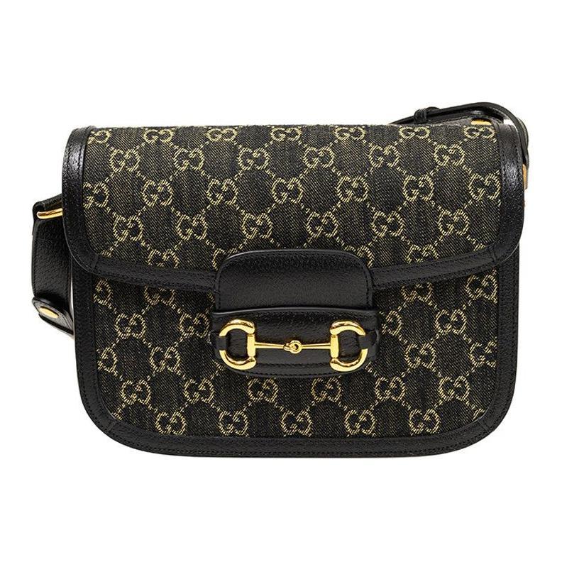 Gucci Gucci Horsebit 1955Denim Denim Portable Crossbody Bag Shoulder Bag Unisex Black