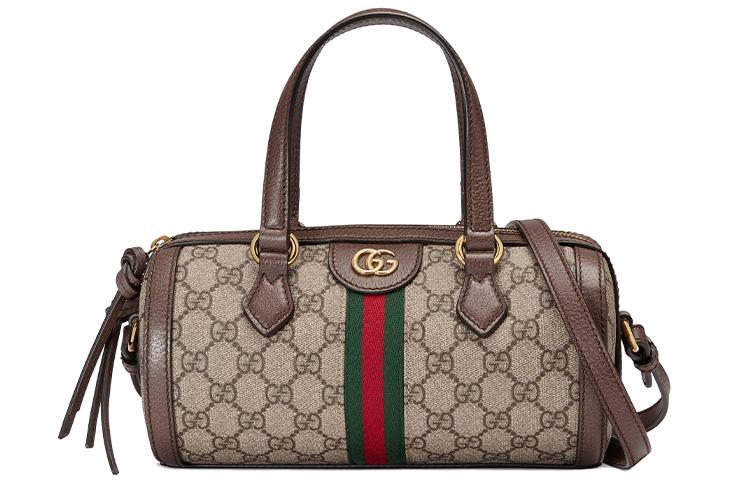 Gucci Gucci Canvas With Leather Boston Bag, Shoulder Bag, Crossbody Bag, Handbag Small Size Women's Brown