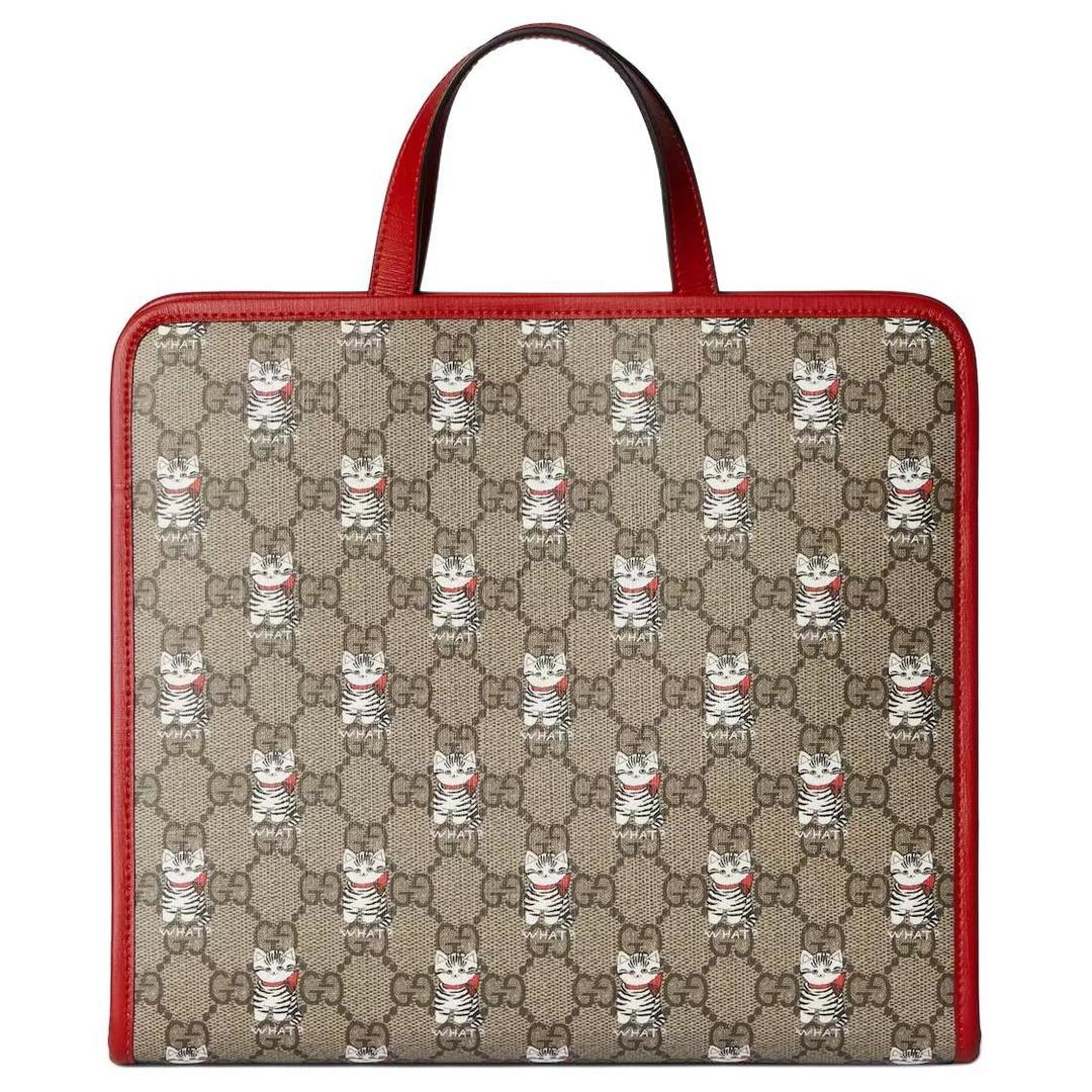 Gucci Gucci GG Supreme Canvas Tote Bag Shopping Bag Handbag Women's Beige & Dark Brown