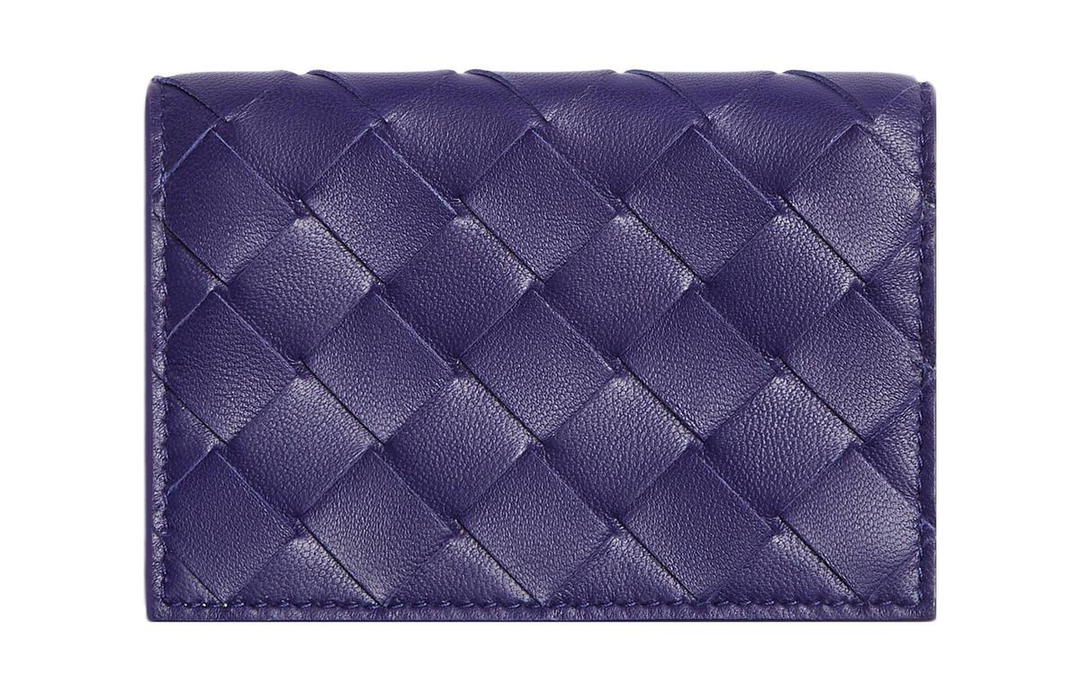 Bottega Veneta Bottega Veneta Calfskin Card Holder Wallet Men's Purple/Light Yellow