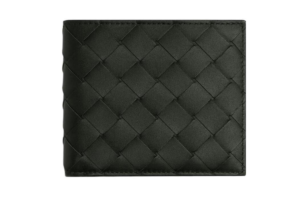 Bottega Veneta Bottega Veneta Intrecciato Cow Leather Wallet Regular Men's Dark Green Patchwork Mermaid Green