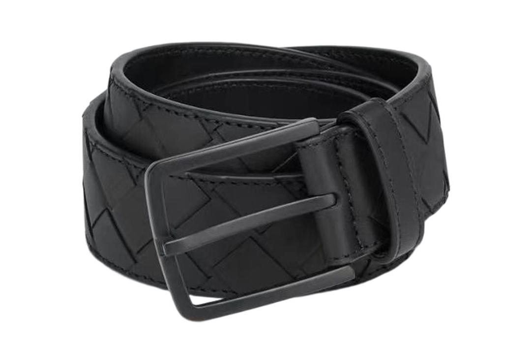 Bottega Veneta Bottega Veneta Cow Leather Belts Men's Black Width 3.5CM